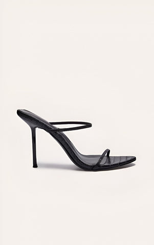 Croc Faux Leather Barely There Point Toe High Heels