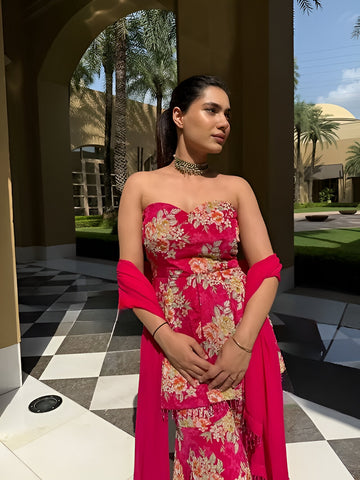 Fuschia pink gharara set