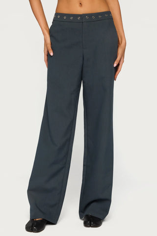 Ayve Eyelet Waist Straight Leg Pants