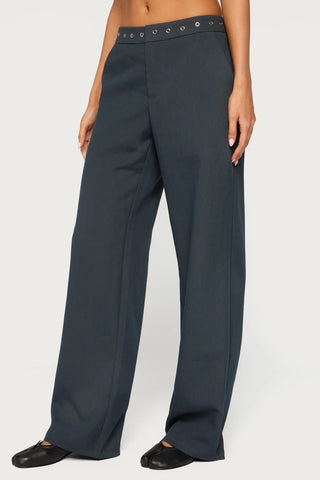 Ayve Eyelet Waist Straight Leg Pants