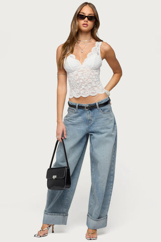 Araura Lace Velvet Floral Top