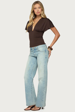 Betee Flutter Plunge Neck Top