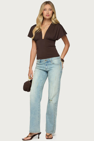 Betee Flutter Plunge Neck Top