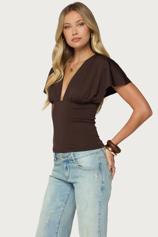 Betee Flutter Plunge Neck Top