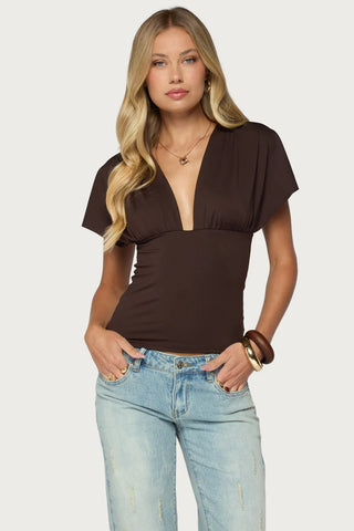 Betee Flutter Plunge Neck Top