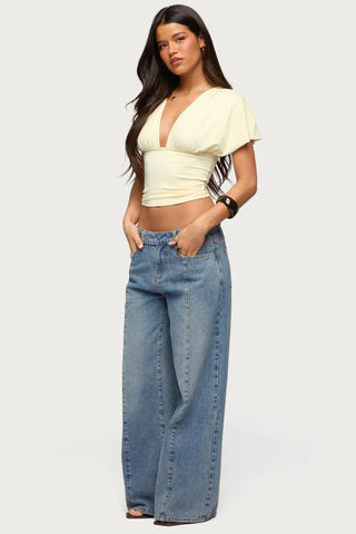 Flutter Plunging V Neck Top