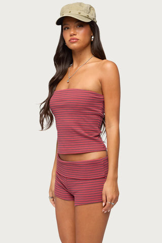 Monikah Striped Built In Bra Tube Top