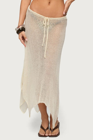 Isla Handkerchief Sheer Knit Midi Skirt