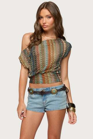 Taniya Off Shoulder Zigzag Knit Top
