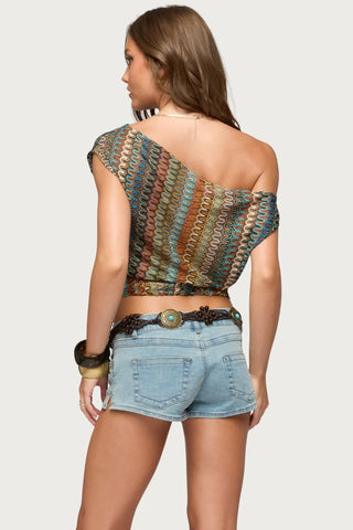 Taniya Off Shoulder Zigzag Knit Top