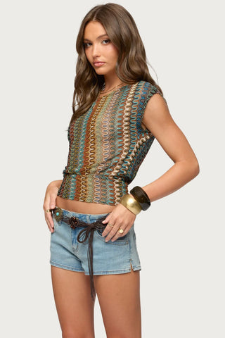Taniya Off Shoulder Zigzag Knit Top