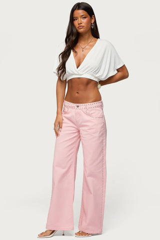 Quincy Studded Low Rise Baggy Jeans
