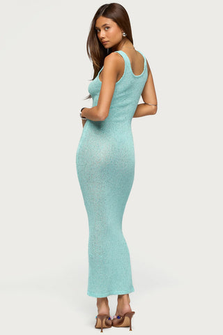 Abby Sequin Sheer Knit Maxi Dress