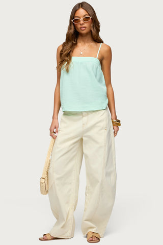 Gili Contrast Stitch Low Rise Barrel Jeans