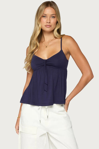 Michey Tie Front Babydoll Tank Top