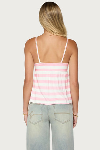 Michey Tie Front Babydoll Tank Top
