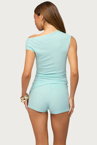 Atile Asymmetric Off Shoulder Textured Top