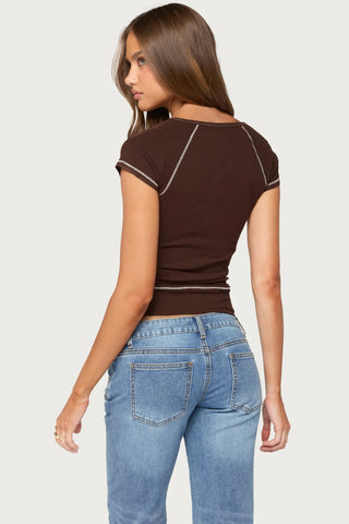 Jeena Front Pocket Henley T Shirt