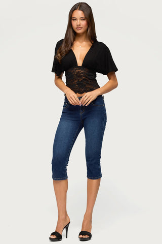 Jaeda Lacey Flutter Plunging Top