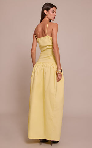 Chocolate Stretch Woven Strappy Ruched Maxi Dress