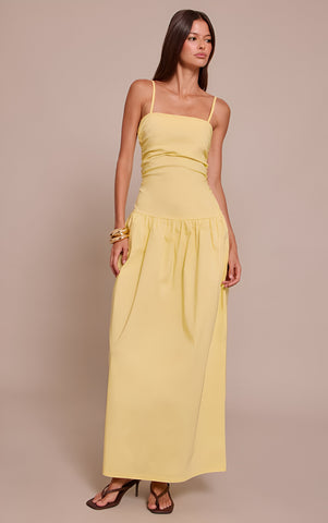 Chocolate Stretch Woven Strappy Ruched Maxi Dress