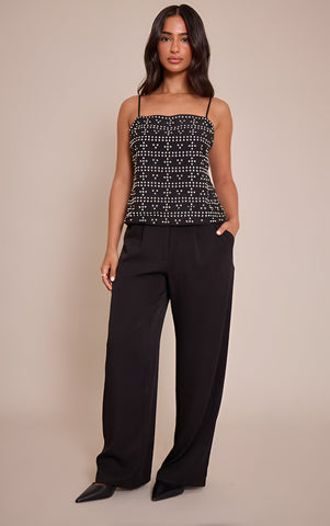 Petite Cream Stud Tie Back Cami Top