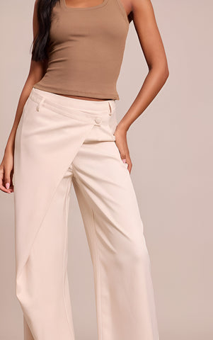 Tall Stone Woven Wrap Front Trousers