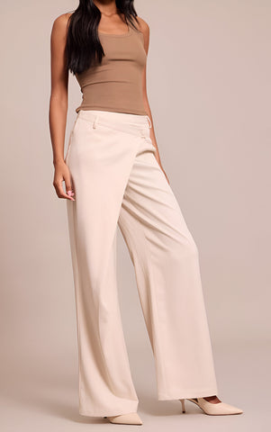 Tall Stone Woven Wrap Front Trousers