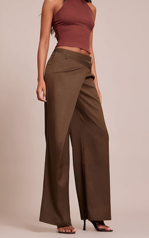 Tall Stone Woven Wrap Front Trousers