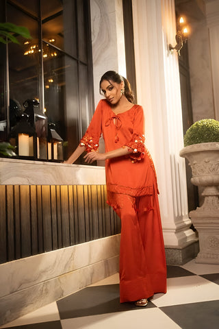 Burnt orange Farshi Salwar co-ord set