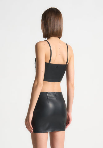 Vegan Leather Mirrored Bandeau Top
